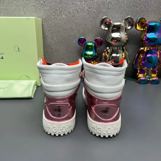 Off-White Metallic Pink High-Top Lifestyle Sneakers 4