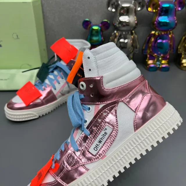 Off-White Metallic Pink High-Top Lifestyle Sneakers 5