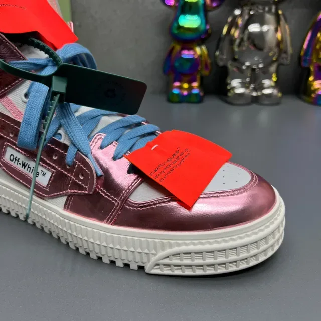 Off-White Metallic Pink High-Top Lifestyle Sneakers 6