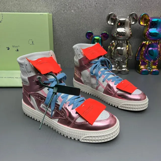 Off-White Metallic Pink High-Top Lifestyle Sneakers 7