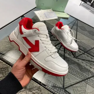 Off-White Red Leather Upper Arrow Logo Lifestyle Sneakers