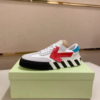 Off-White Red Low-Top Industrial-Inspired Lifestyle Sneakers
