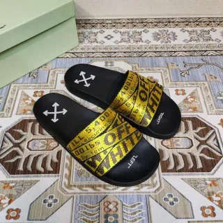 Off-White Slide Black and Yellow Industrial Tape Slippers