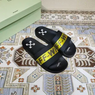 Off-White Slide Black Yellow Industrial Strap Slippers
