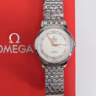 Omega De Ville White Dial Silver-Tone Mechanical Watch