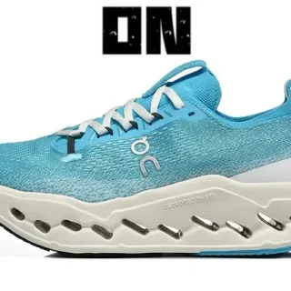 On Blue White Engineered Knit Upper CloudTec Phase Midsole Running Shoes