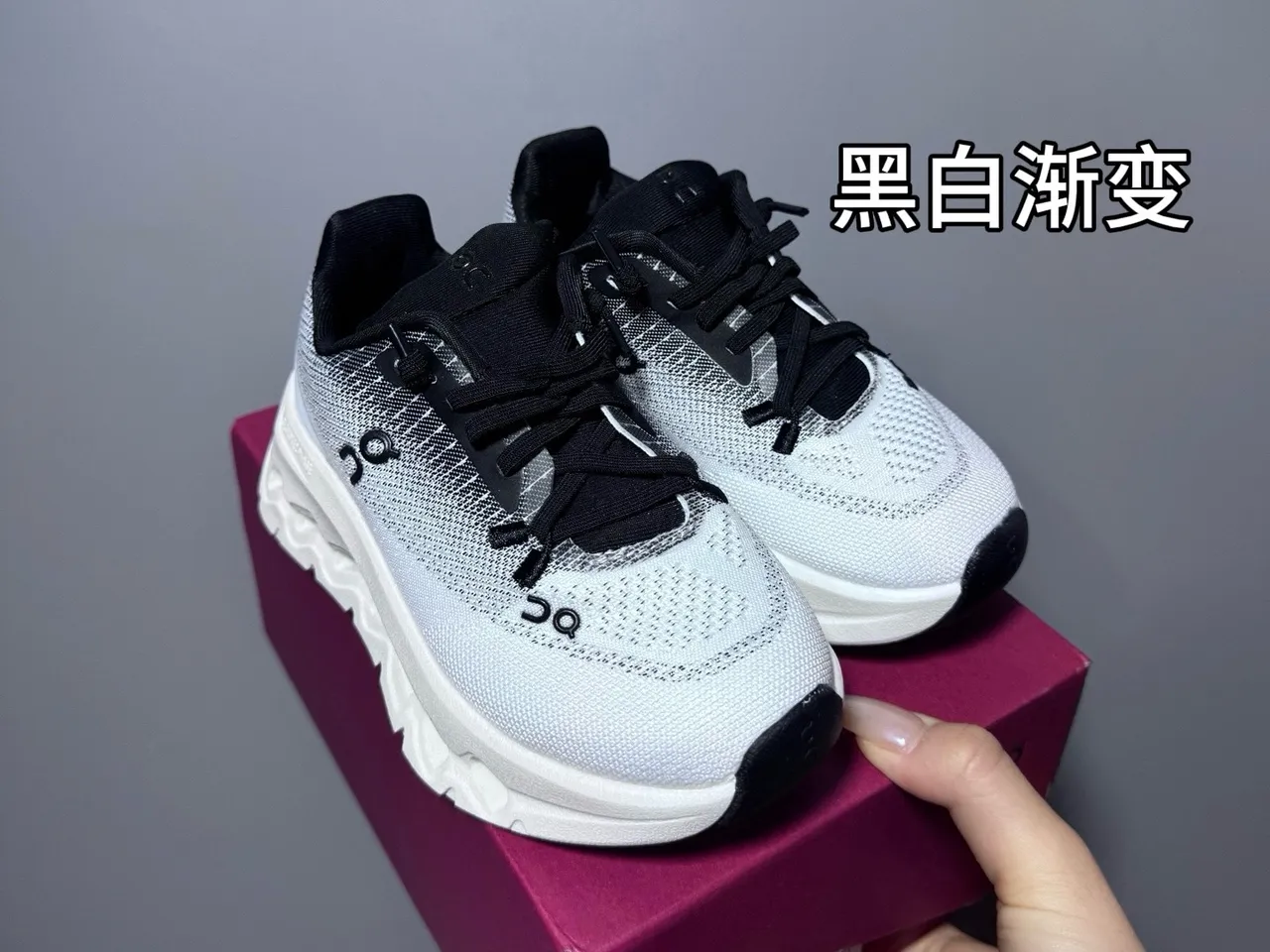 On Cloud gris rosa upper knit midsole esculpida zapatillas chunky 3