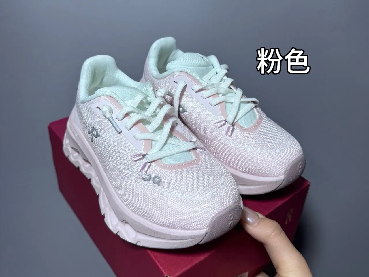 On Cloud gris rosa upper knit midsole esculpida zapatillas chunky 10
