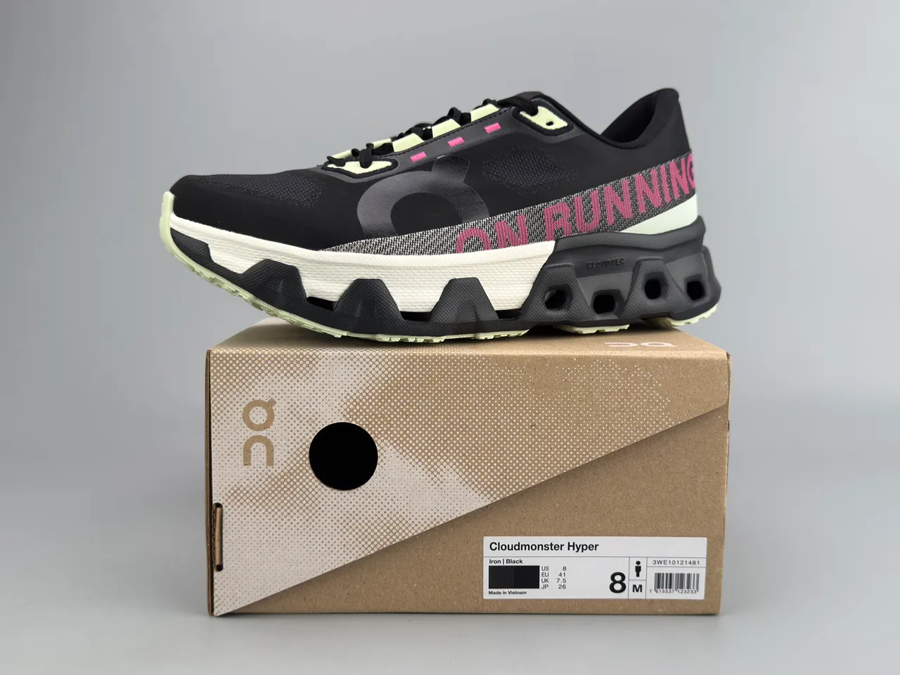 On Cloudmonster Black Pink White Chaussures de course 2