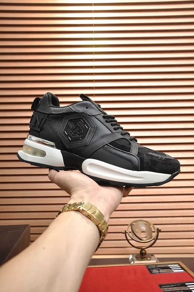 Philipp Plein Active Sneakers Chunky Noir et Blanc à Logo Hexagonal PP en Maille et Cuir 6