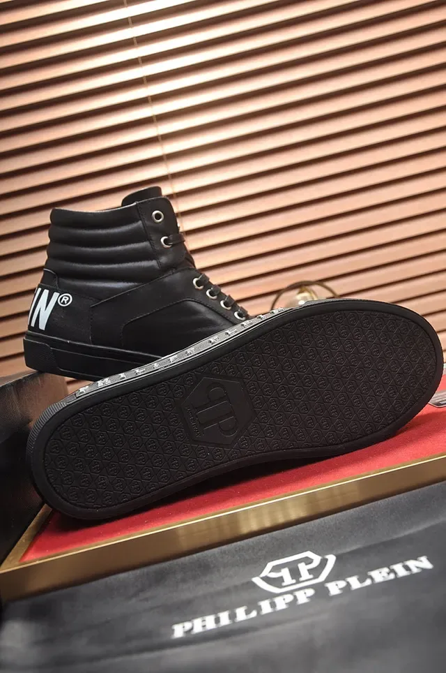 Philipp Plein Black White High-Top Leather Upper Lifestyle Sneakers 4