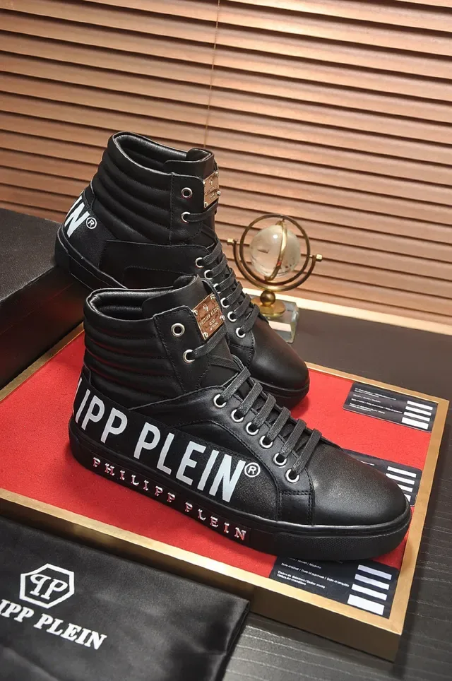 Philipp Plein Black White High-Top Leather Upper Lifestyle Sneakers 5