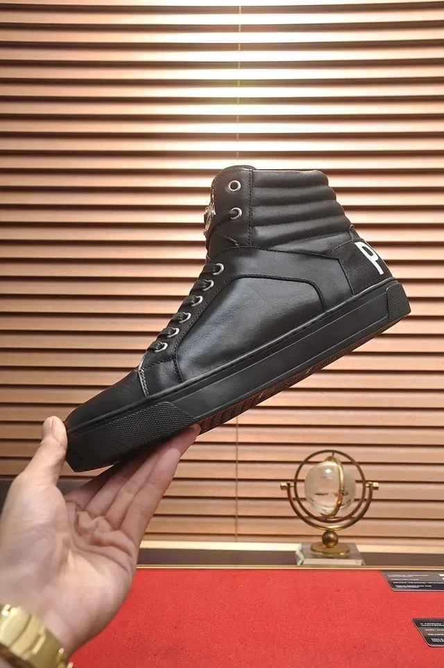 Philipp Plein Black White High-Top Leather Upper Lifestyle Sneakers 6