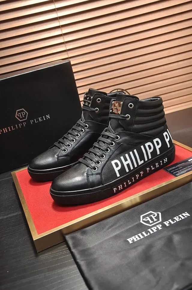 Philipp Plein Black White High-Top Leather Upper Lifestyle Sneakers 7