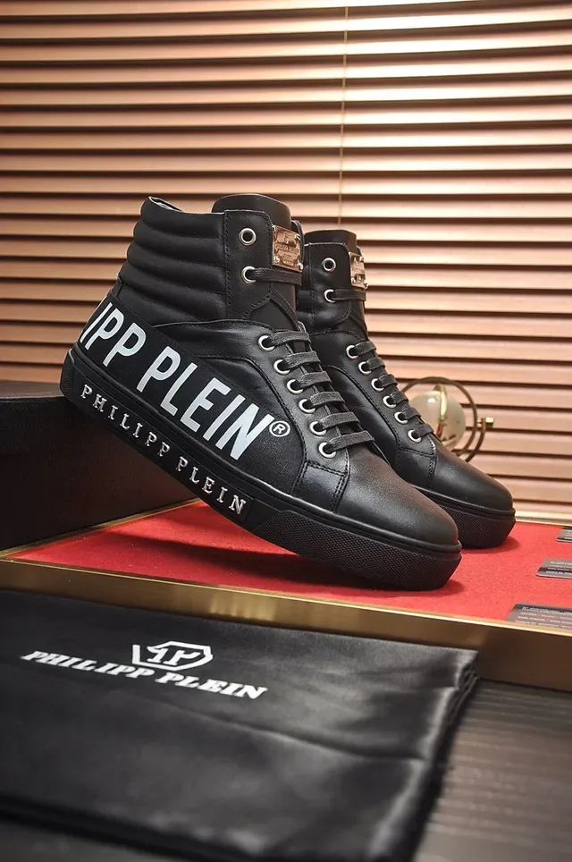 Philipp Plein Black White High-Top Leather Upper Lifestyle Sneakers 8