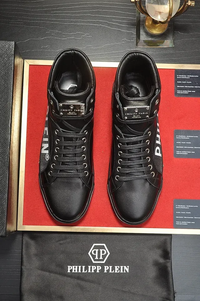 Philipp Plein Black White High-Top Leather Upper Lifestyle Sneakers 9