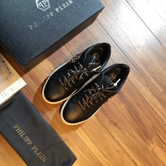 Philipp Plein Black White Leather Upper Hexagonal Logo Plaque Lifestyle Sneakers 5
