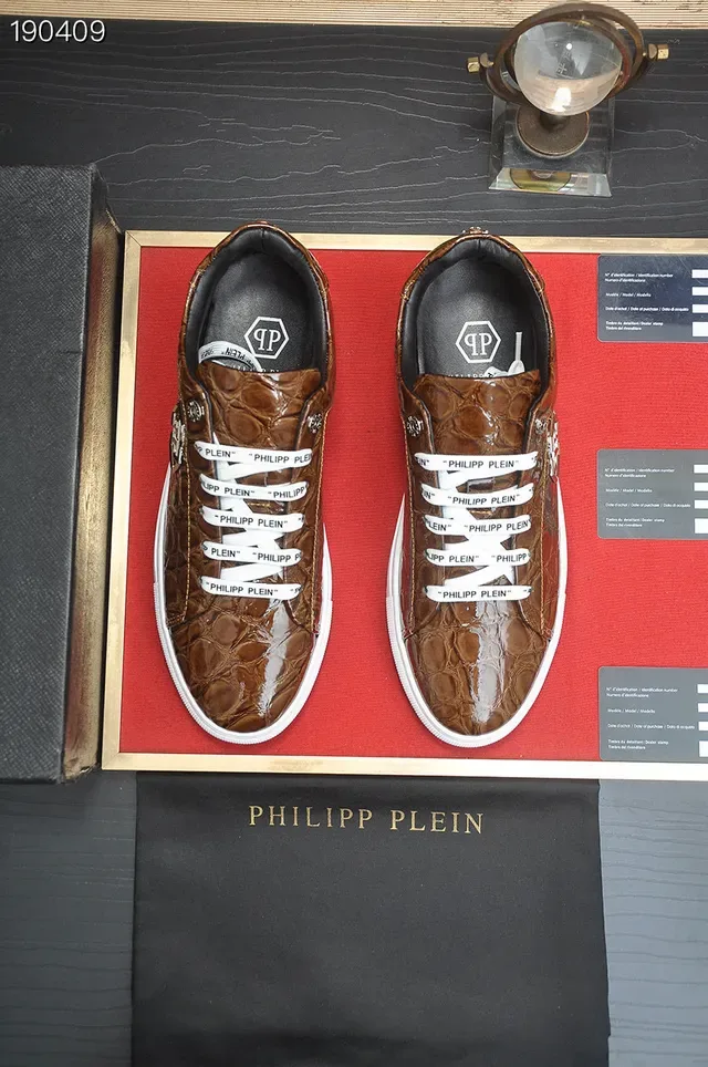 Philipp Plein भूरा क्रोकोडाइल एम्बॉस्ड लेदर लाइफस्टाइल स्नीकर 7