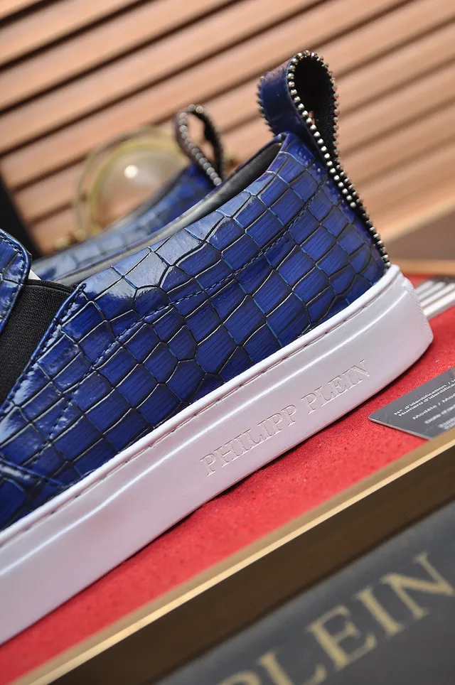 Philipp Plein क्रॉक-एम्बॉस्ड नीला स्लिप-ऑन लोफर 3