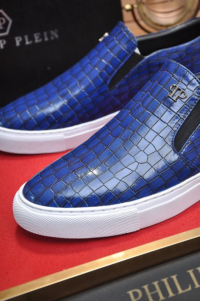 Philipp Plein क्रॉक-एम्बॉस्ड नीला स्लिप-ऑन लोफर 4