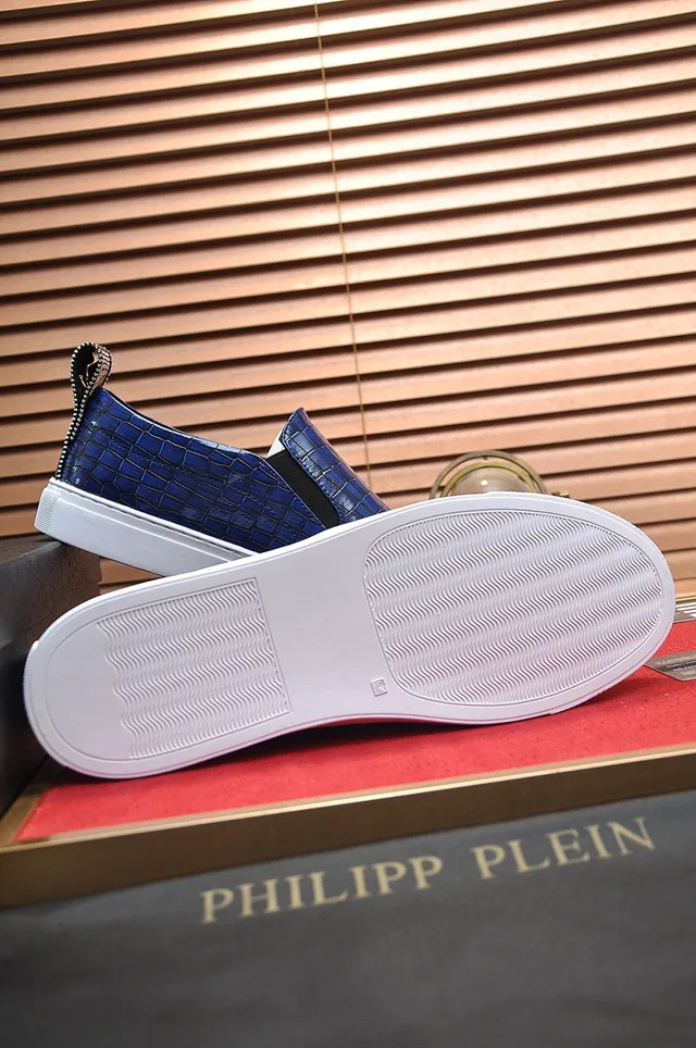 Philipp Plein क्रॉक-एम्बॉस्ड नीला स्लिप-ऑन लोफर 5