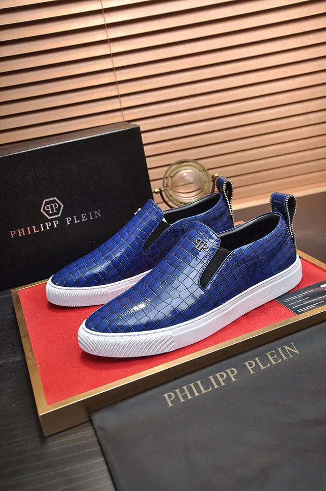 Philipp Plein क्रॉक-एम्बॉस्ड नीला स्लिप-ऑन लोफर 7