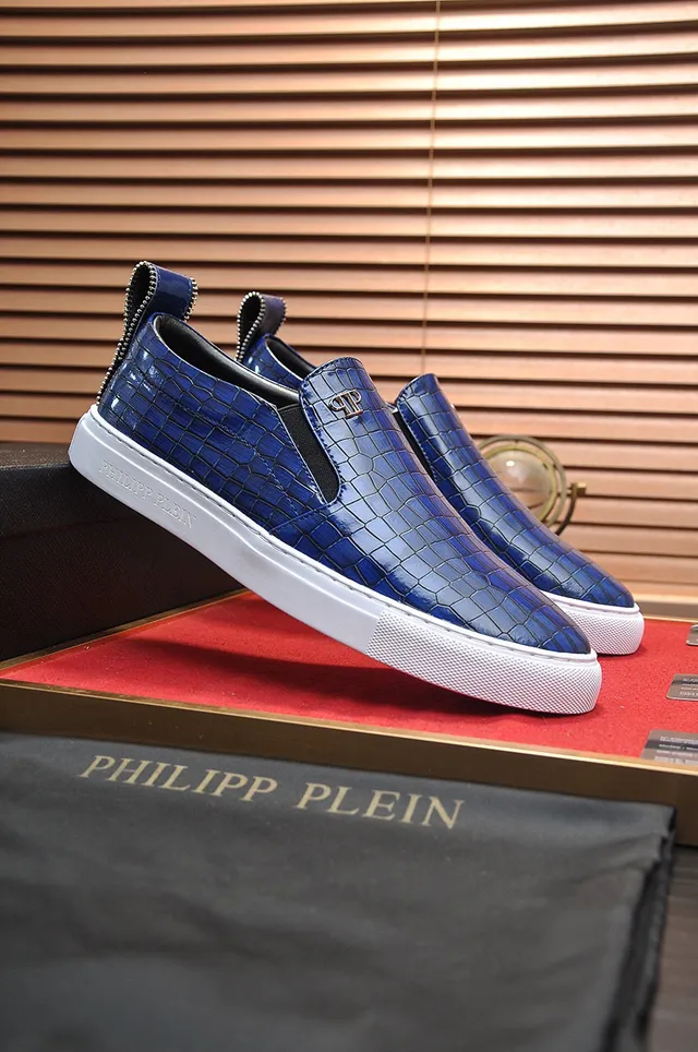 Philipp Plein क्रॉक-एम्बॉस्ड नीला स्लिप-ऑन लोफर 8