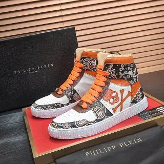 Philipp Plein हाई टॉप पैस्ले खोपड़ी लाइफस्टाइल स्नीकर
