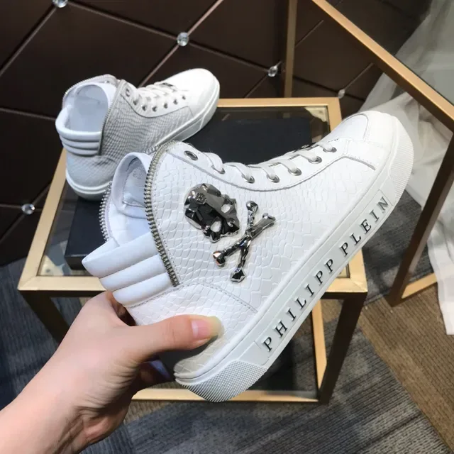 Philipp Plein हाई टॉप सफेद सांप एम्बॉस्ड चमड़ा लाइफस्टाइल स्नीकर्स 4