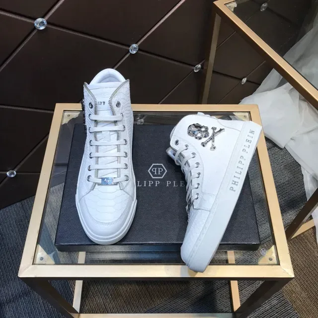Philipp Plein हाई टॉप सफेद सांप एम्बॉस्ड चमड़ा लाइफस्टाइल स्नीकर्स 7