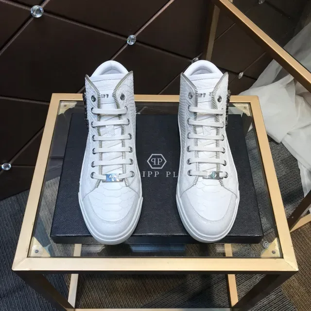Philipp Plein हाई टॉप सफेद सांप एम्बॉस्ड चमड़ा लाइफस्टाइल स्नीकर्स 9
