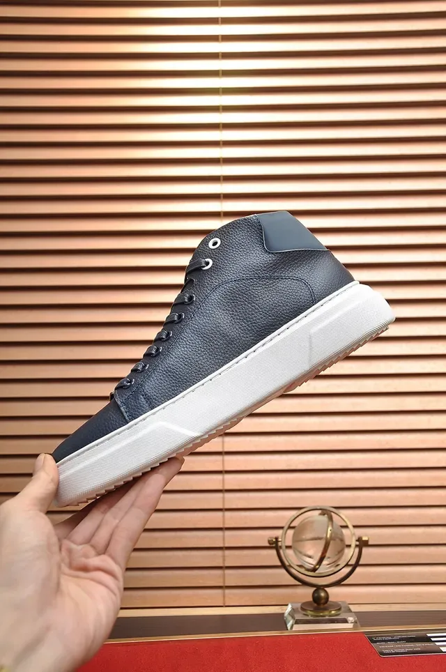 Philipp Plein Navy White High-Top Pebbled Leather Upper Lifestyle Sneakers 6