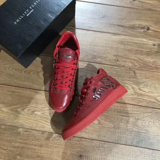 Philipp Plein लाल एकरंग चमड़े क्रिसक्रॉस लेसिंग लाइफस्टाइल स्नीकर