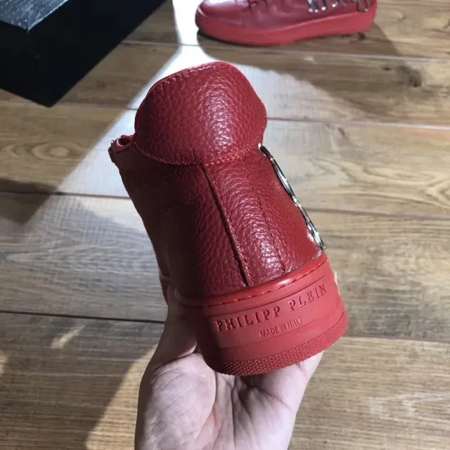 Philipp Plein Red Monochrome Leather Crisscross Lacing Lifestyle Sneakers 3