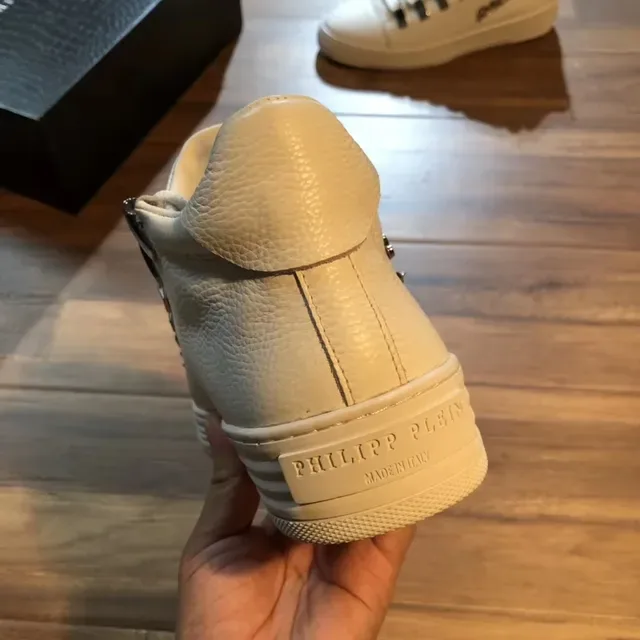 Philipp Plein Rockstar White Silver Leather Metallic Plate Lacing System Lifestyle Sneakers 4
