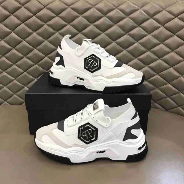 Philipp Plein White Black Sole Hexagonal PP Logo Chunky Sneakers 3