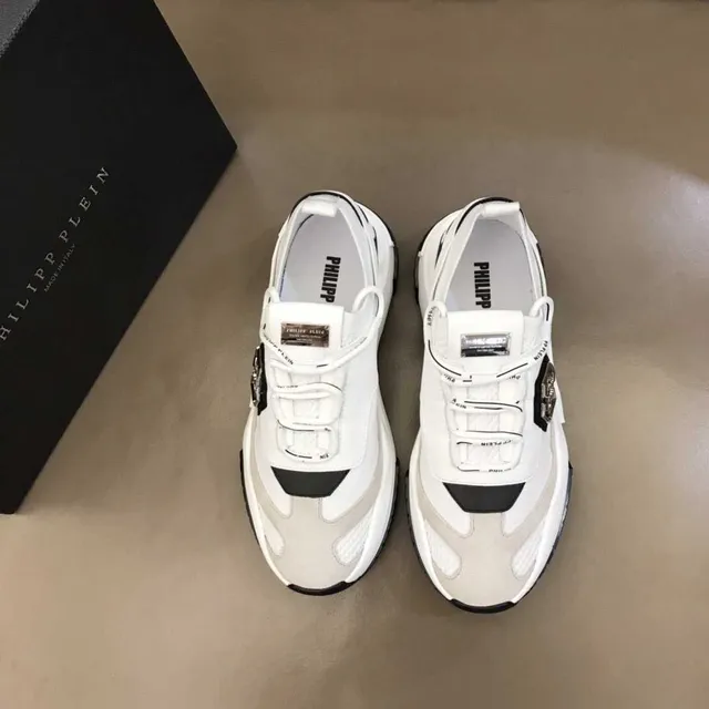 Philipp Plein White Black Sole Hexagonal PP Logo Chunky Sneakers 5