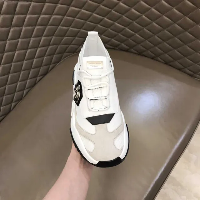 Philipp Plein White Black Sole Hexagonal PP Logo Chunky Sneakers 8