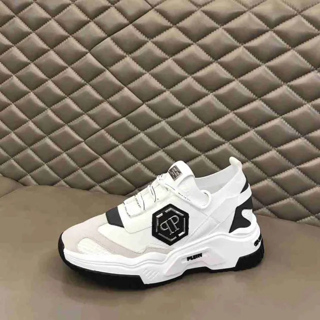 Philipp Plein White Black Sole Hexagonal PP Logo Chunky Sneakers 10