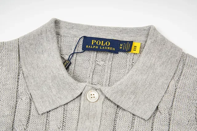 Polo Ralph Lauren Beige Navy Cable-Knit Sleeveless Polo Shirt 15