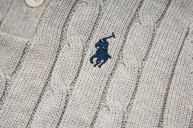 Polo Ralph Lauren Beige Navy Cable-Knit Sleeveless Polo Shirt 19