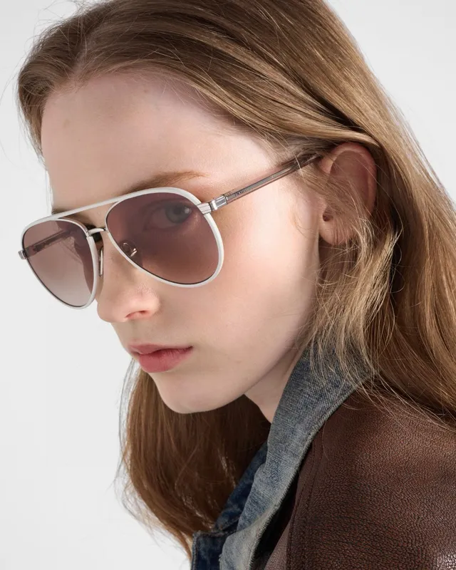 Prada এভিয়েটর গোলাপী সোনা ডিগ্রেড লেন্স সানগ্লাস 2