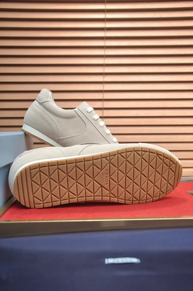Prada Beige White Suede Upper Low-Top Runner Lifestyle Sneakers 3