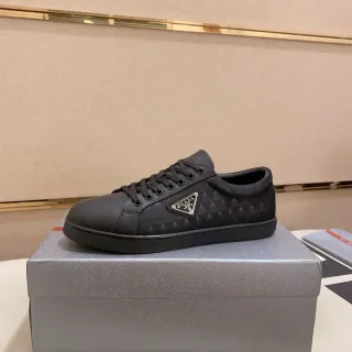 Prada Black Geometric Quilted Low-Top Lifestyle Sneaker