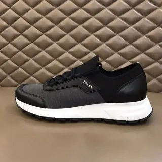 Prada Black Gray Slip-On Knit Upper Rubber Toe Cap Lifestyle Sneakers