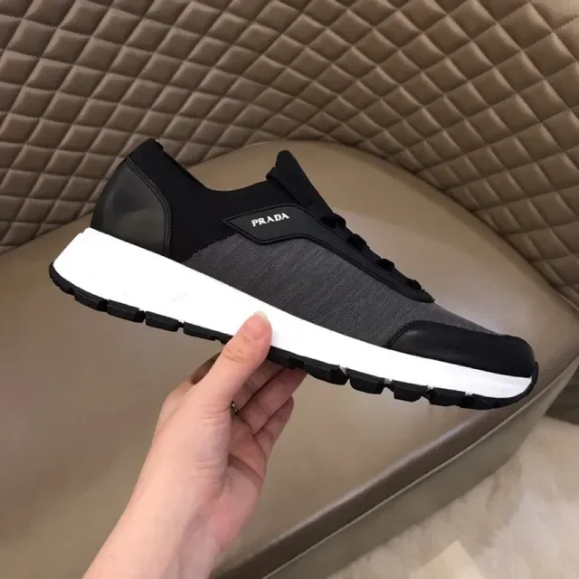 Prada Black Gray Slip-On Knit Upper Rubber Toe Cap Lifestyle Sneakers 5