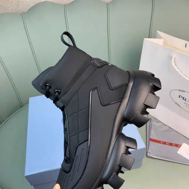 Prada Black Monochrome Chunky Lug Sole Work Boots 2