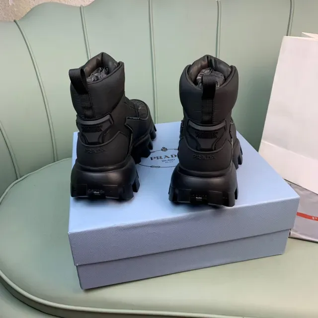 Prada Black Monochrome Chunky Lug Sole Work Boots 3
