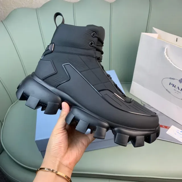 Prada Black Monochrome Chunky Lug Sole Work Boots 4