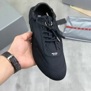 Prada Black Upper Rope-Style Laces Canvas Shoes